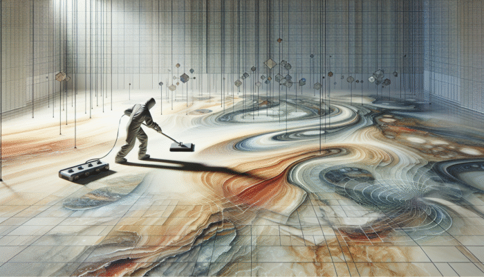 Limestone Floor Cleaning Clackmannan: A person cleaning a lustrous limestone floor with specialised tools to protect its finish and maintain its unique patterns and colours.