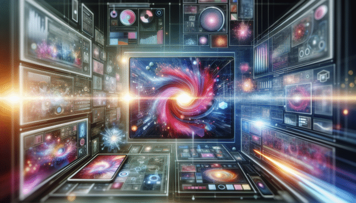 A dynamic digital interface showcasing real-time data visualisations on various devices, optimised for user experience.
