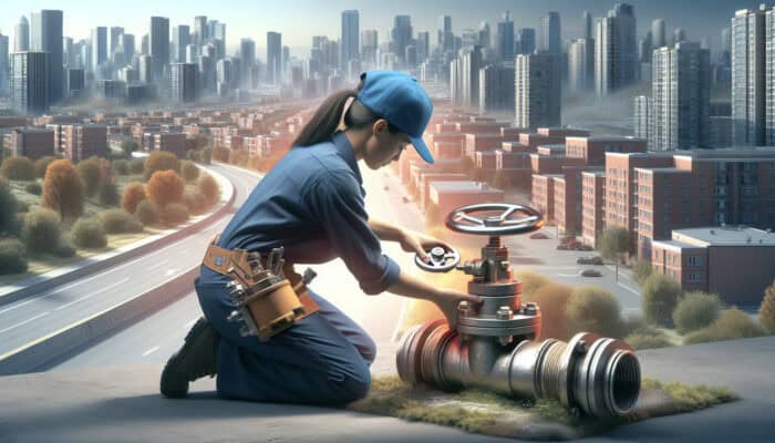 Plumber in Chilliwack replacing an old, corroded water valve with a modern model in residential and commercial settings.