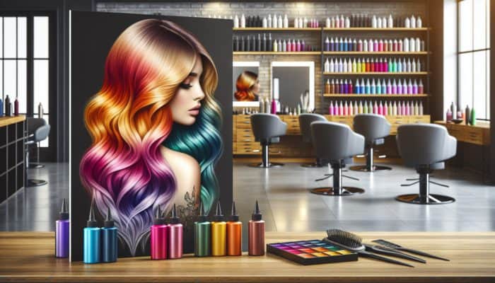 A vibrant ombre hairstyle with seamlessly faded ends, styled in a contemporary salon.