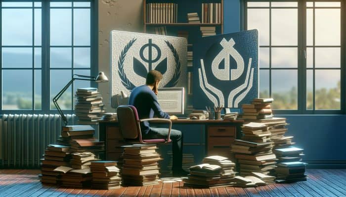 Debt Consolidation Loans From Nonprofit Lenders: UK Solutions | DCL A person researching nonprofit lenders on a computer, with Money Advice Service and Citizens Advice logos on screen, in a study room.